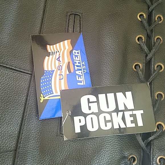 NWT 100%LEATHER VEST W/GUN POCKET BLANK SLATE TO MAKE IT LOOK LIKE YOU&YOUR BIKE - Picture 10 of 12